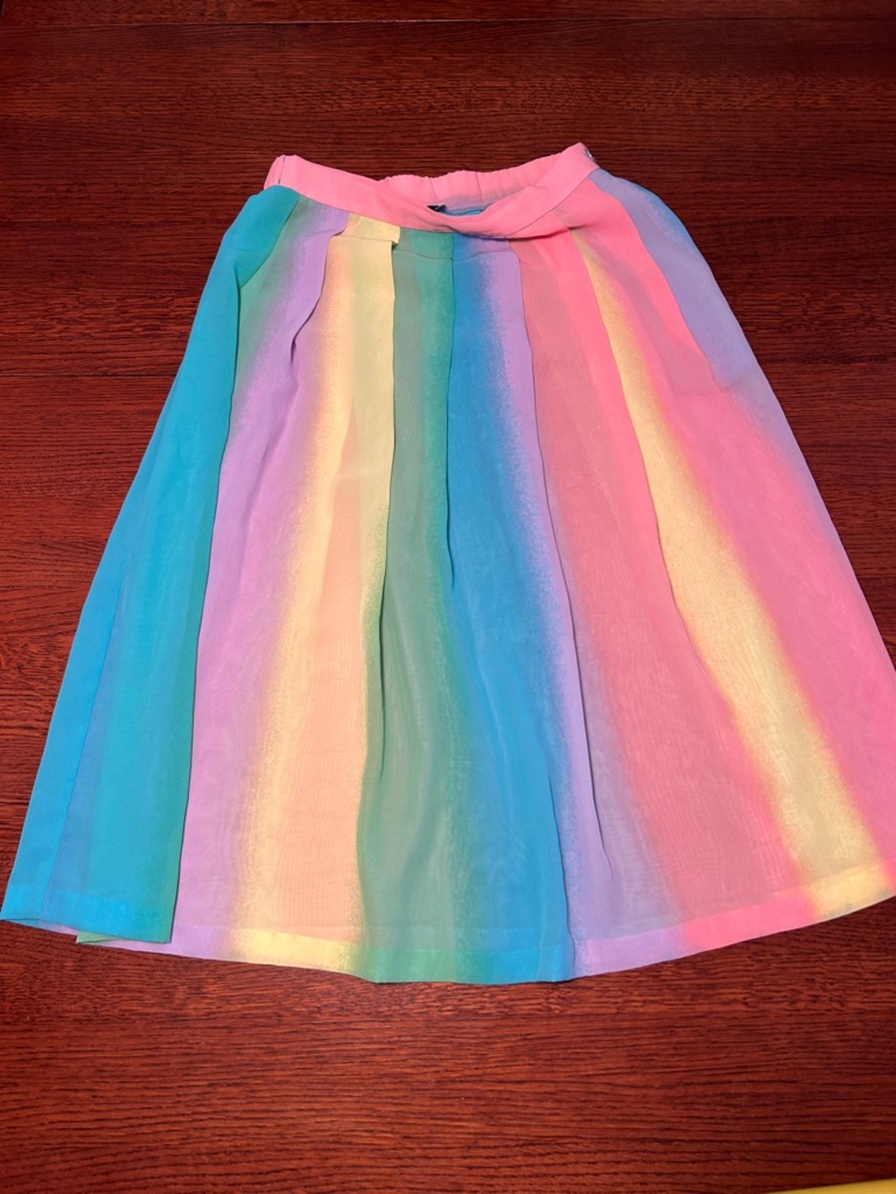 Pastel Rainbow A-Line Skirt - Pink, Blue, Green & Yellow